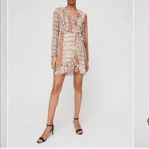 Aritzia Wilfred Ruffle Animal Print Dress